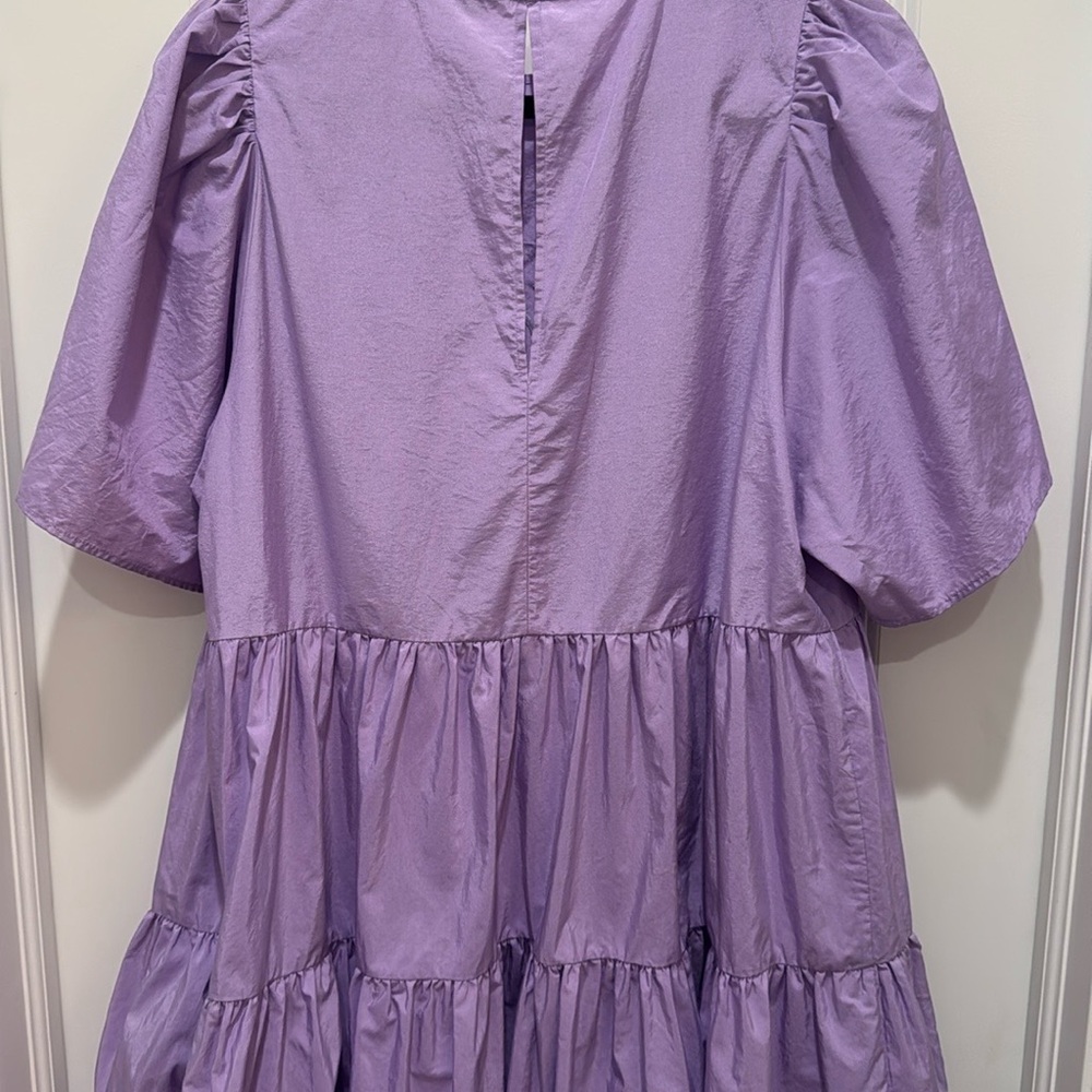 & Other Stories Purple Tiered Puff Sleeve Midi Dress Women’s 12 - Picture 11 of 14